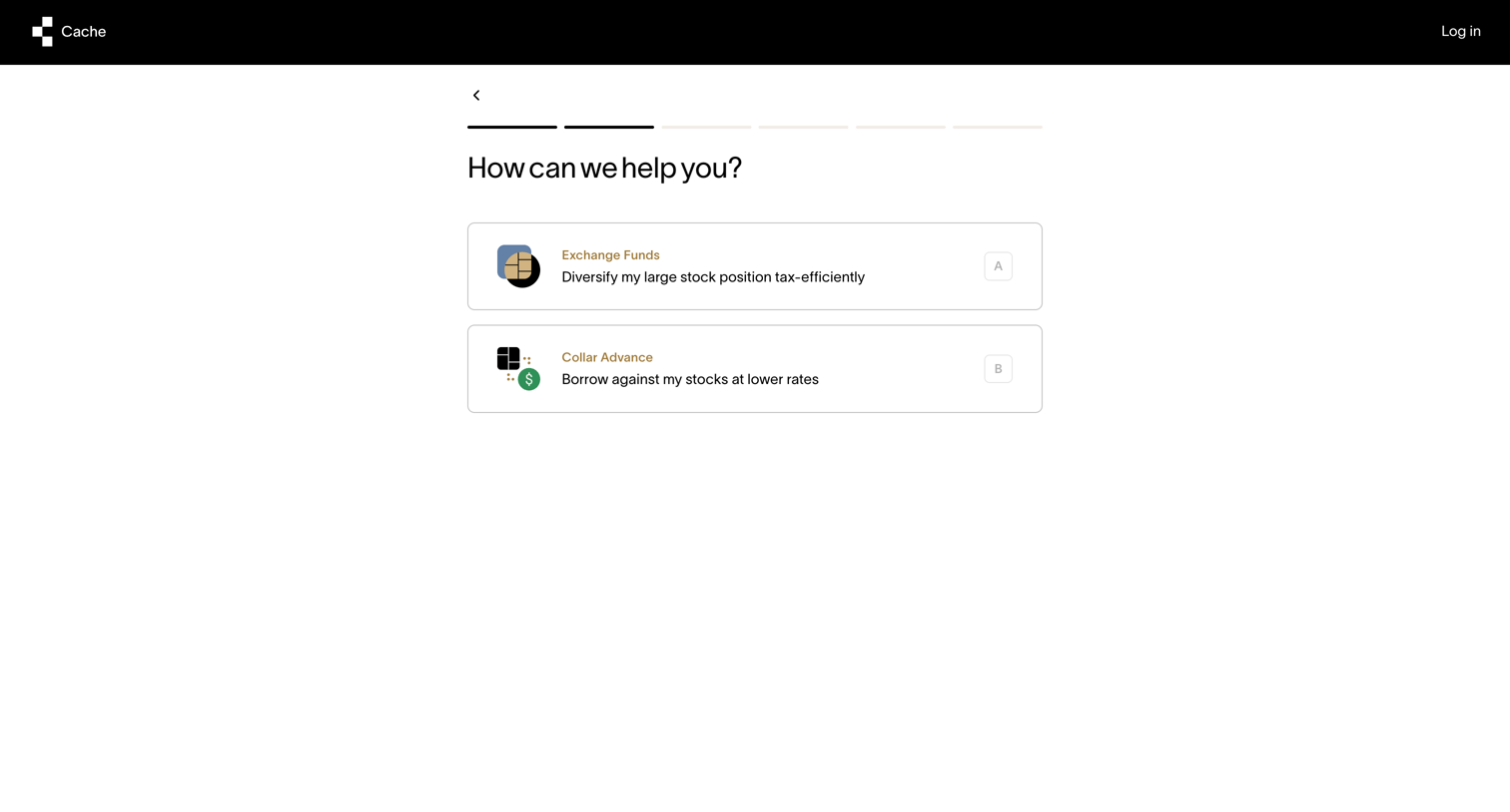 Cache - Cache – Get started screen