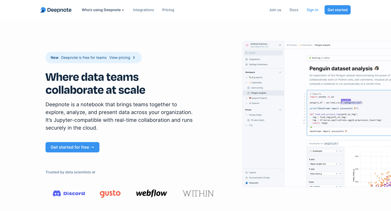 Deepnote - Deepnote - Enterprise teams screen