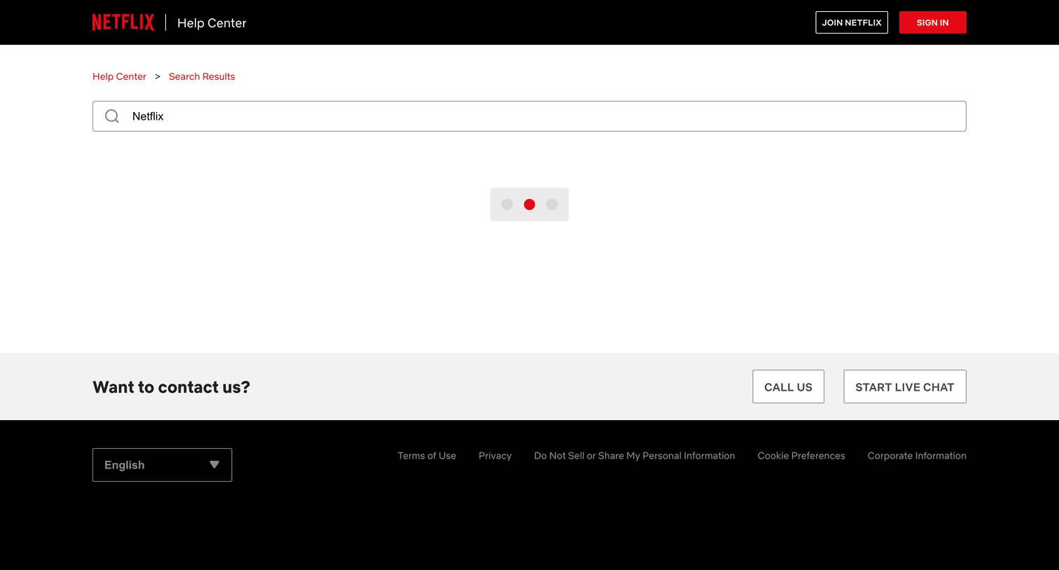 Netflix - Search screen