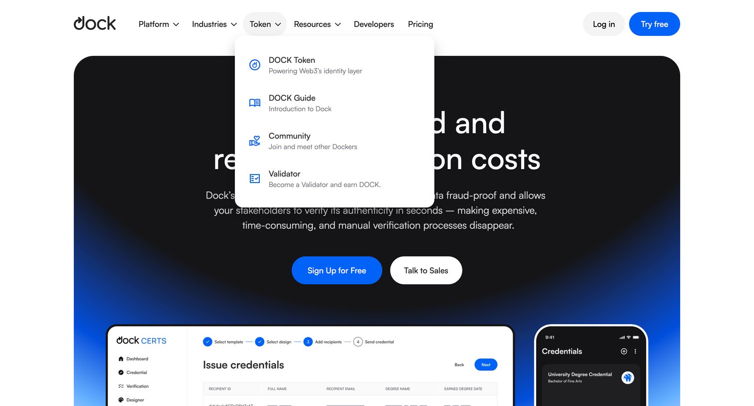 Dock - Dock helps you end data fraud and reduce verification costs screen