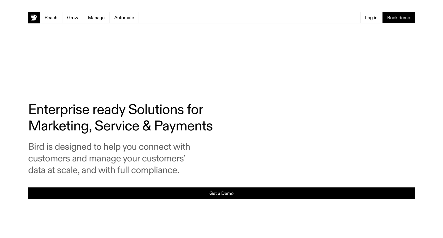 Bird - Enterprise CRM Solutions for Marketing, Sales & Payments  Bird screen