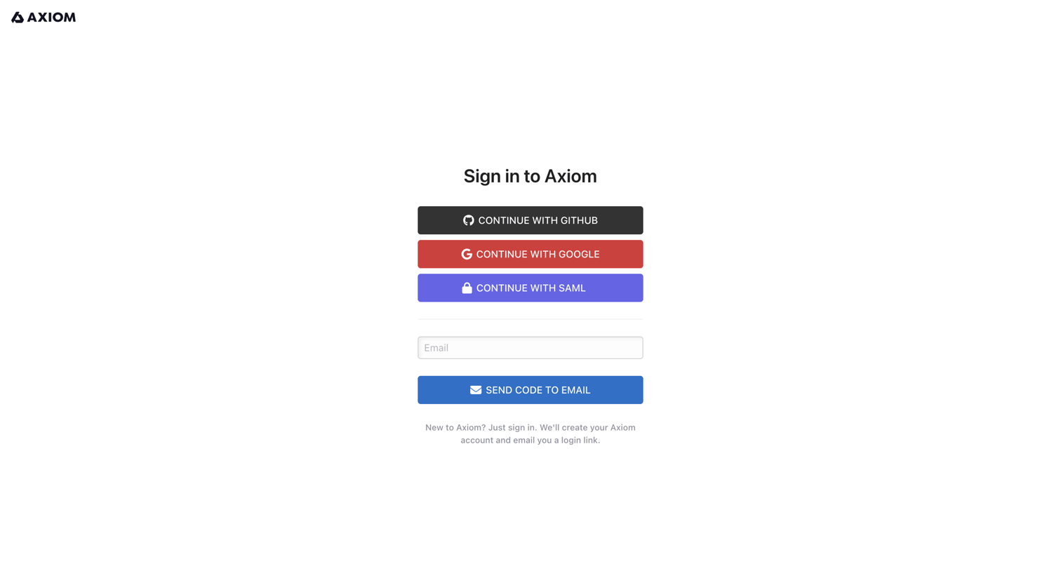 Axiom - Login - Axiom screen