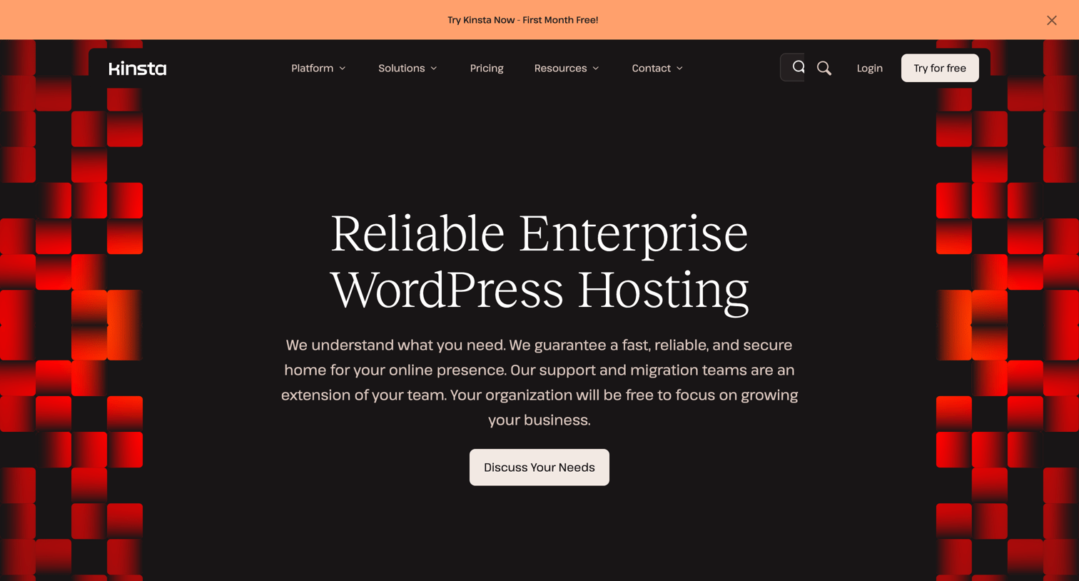 Kinsta - Enterprise WordPress Hosting - Scale Up With Kinsta screen