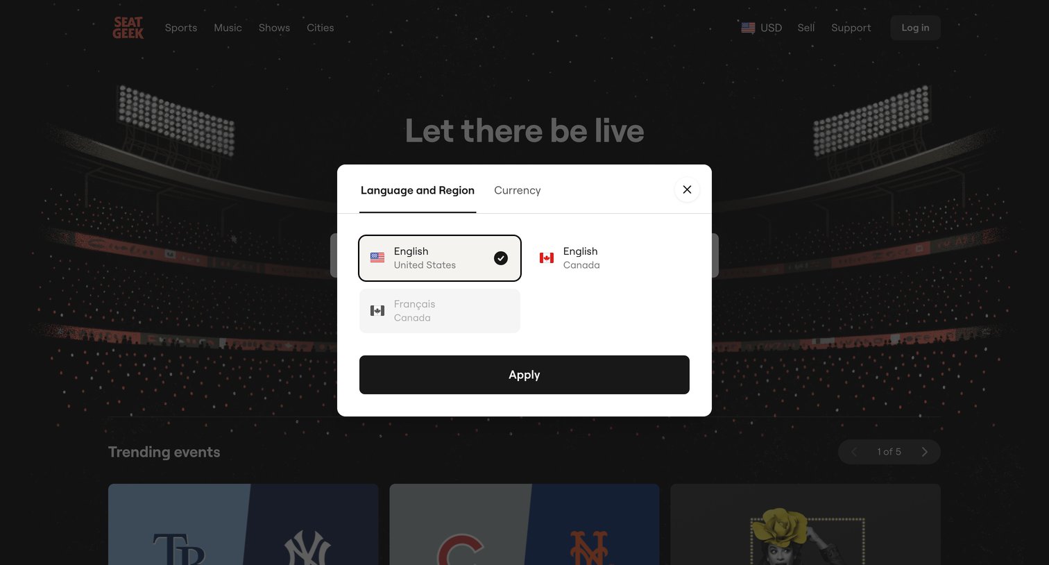 SeatGeek - SeatGeek | Your Ticket to Sports Games, Concerts  Live Shows so Fa screen