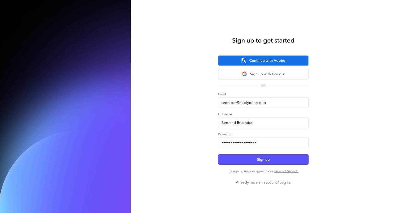 Frame.io - Login - Frame.io screen