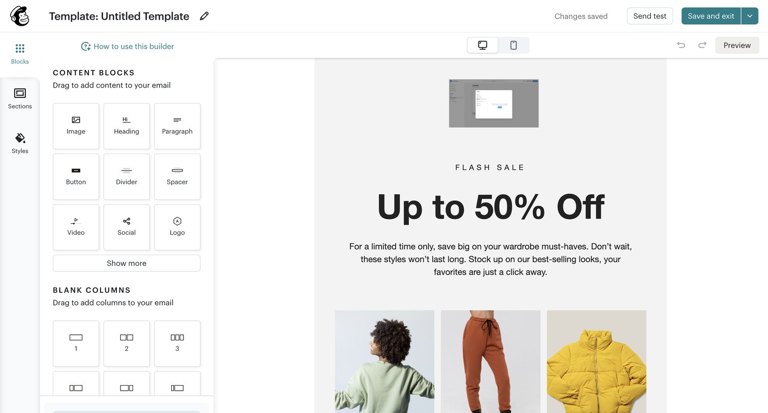 Mailchimp - Template Builder | Mailchimp screen