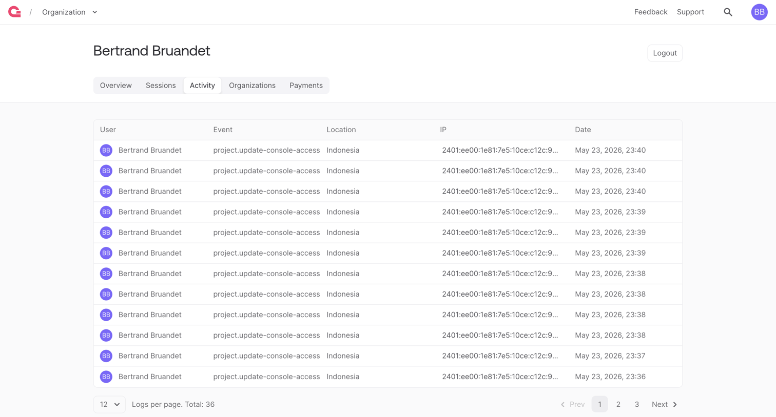 Appwrite - User - Appwrite screen