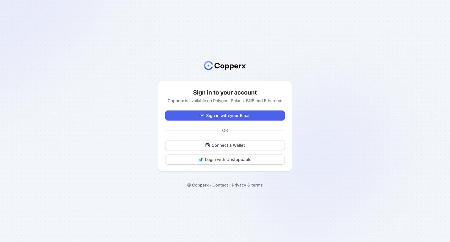 Copperx screen