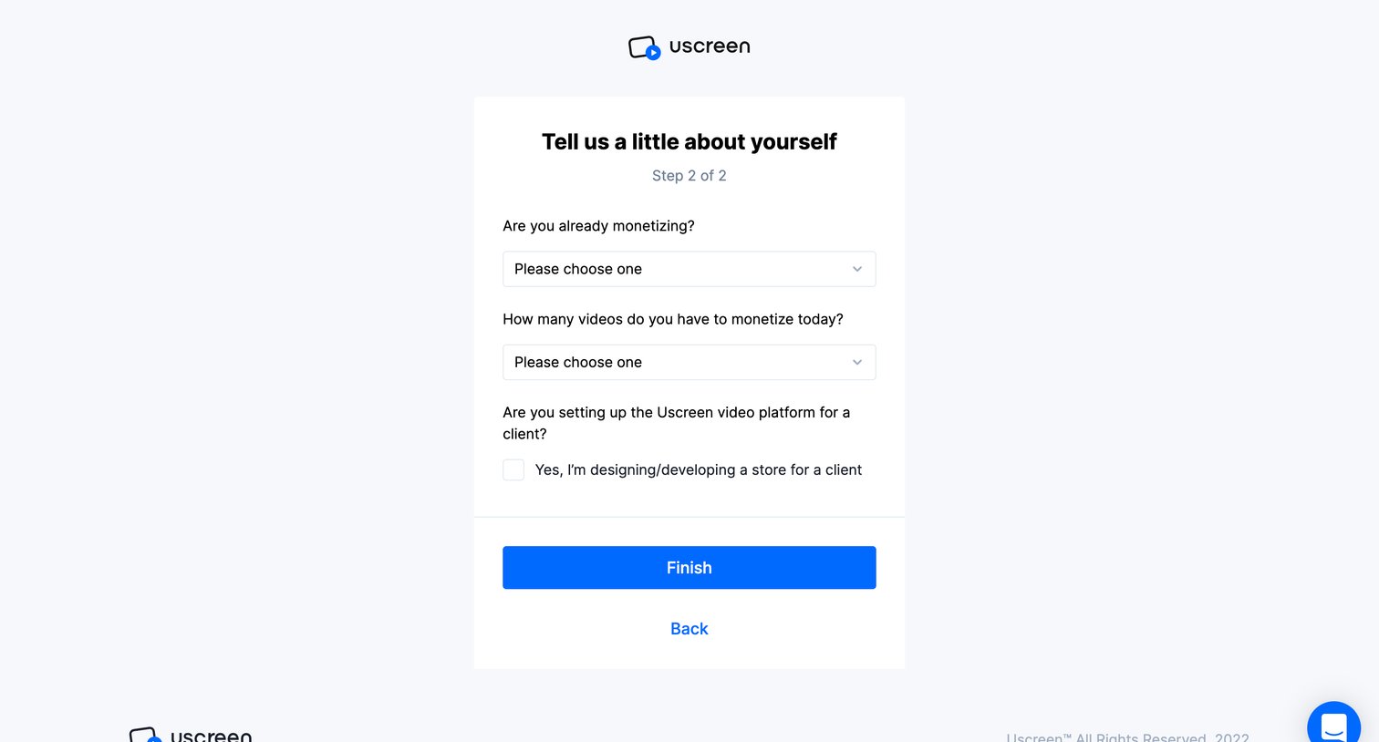 Uscreen - Admin area screen