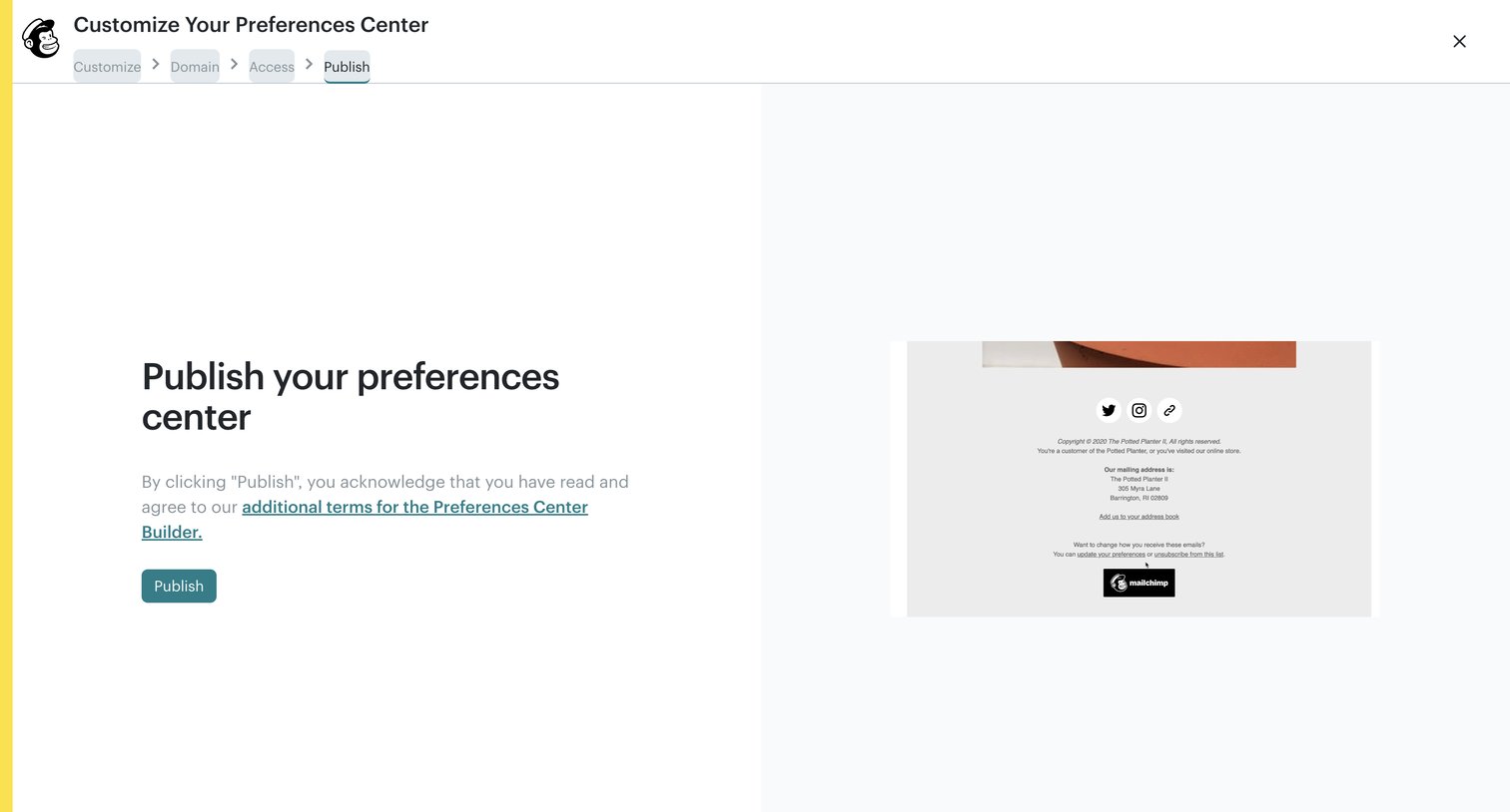 Mailchimp - Create Preferences Center | Mailchimp screen