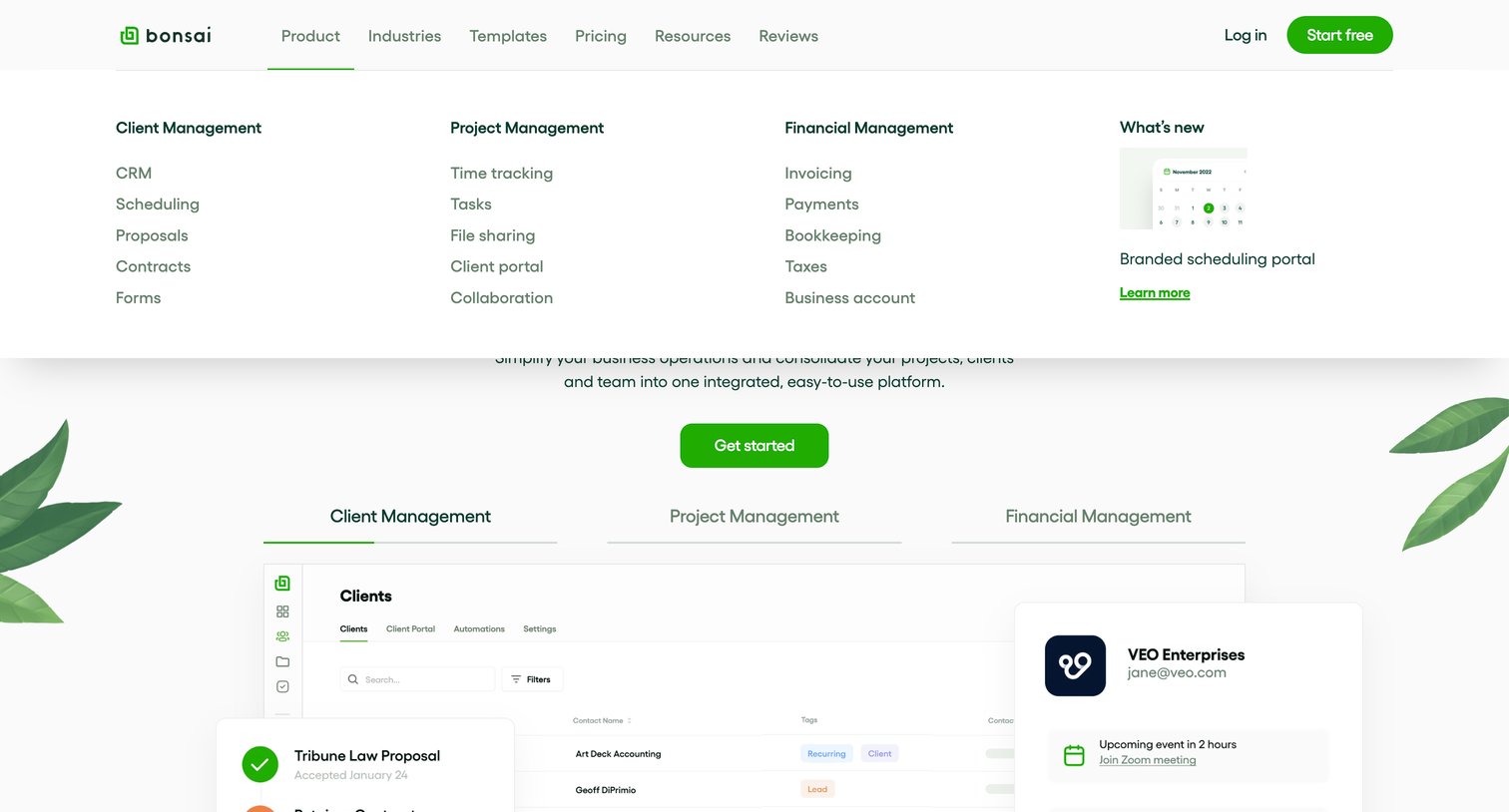 Bonsai - Bonsai - Business management software screen