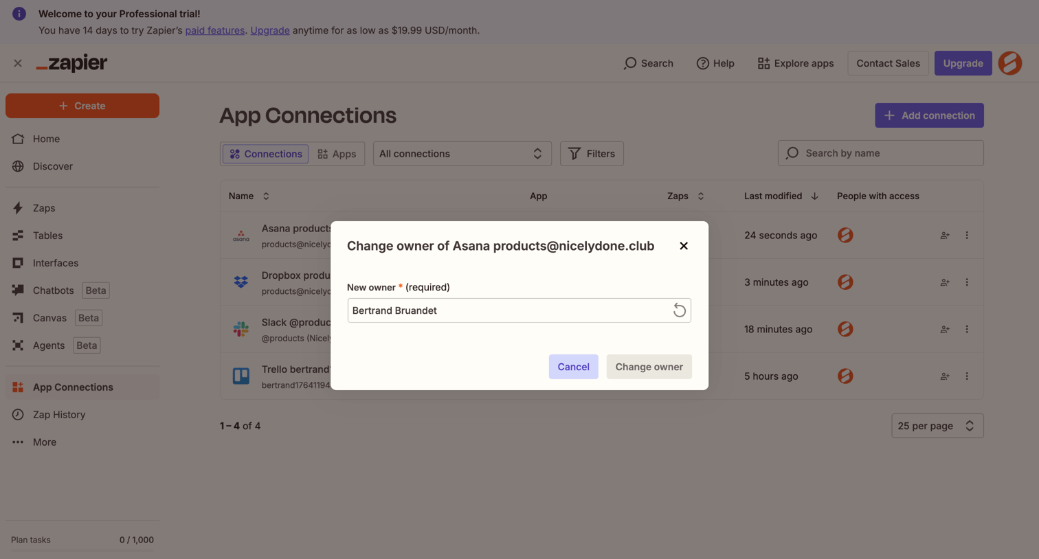 Zapier - App Connections | Zapier screen