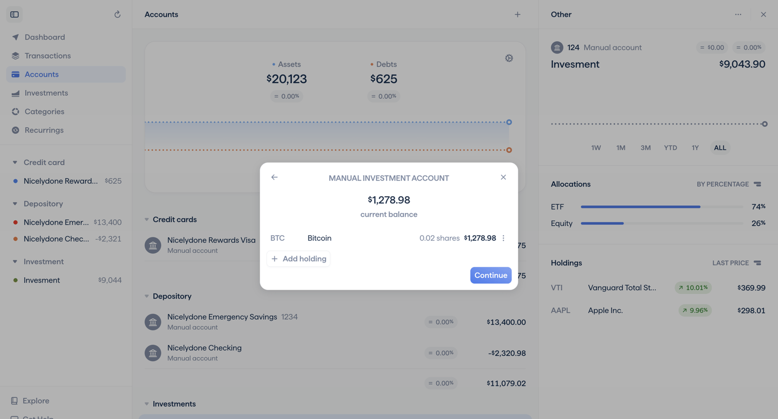 Copilot Money | Accounts from Copilot