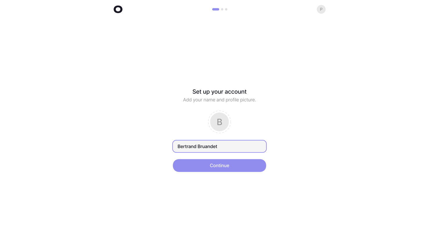 Visitors - visitors.now/onboarding/account screen