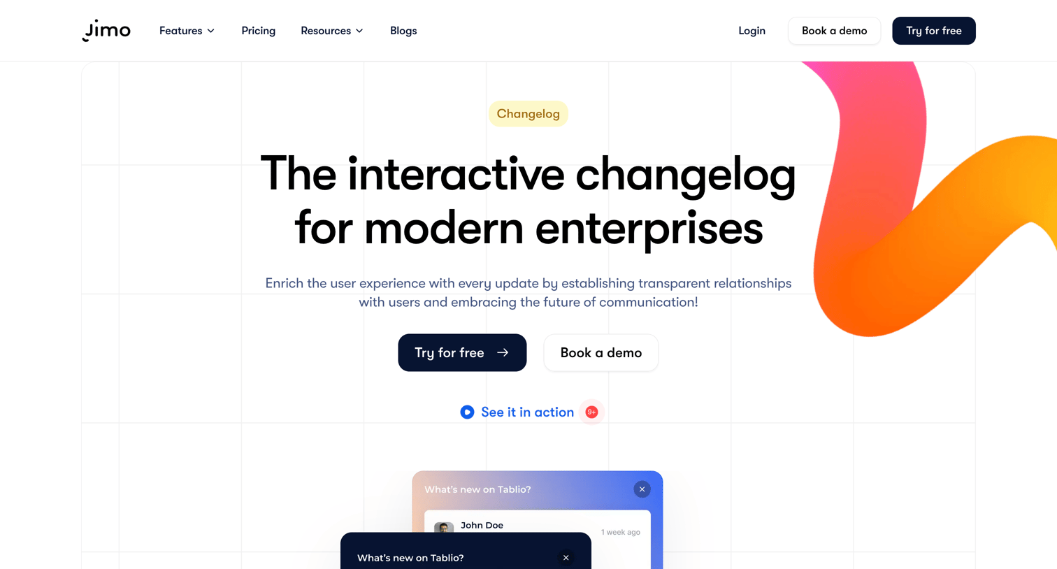 Jimo - Keep Users Informed with Jimo Changelog Widget screen