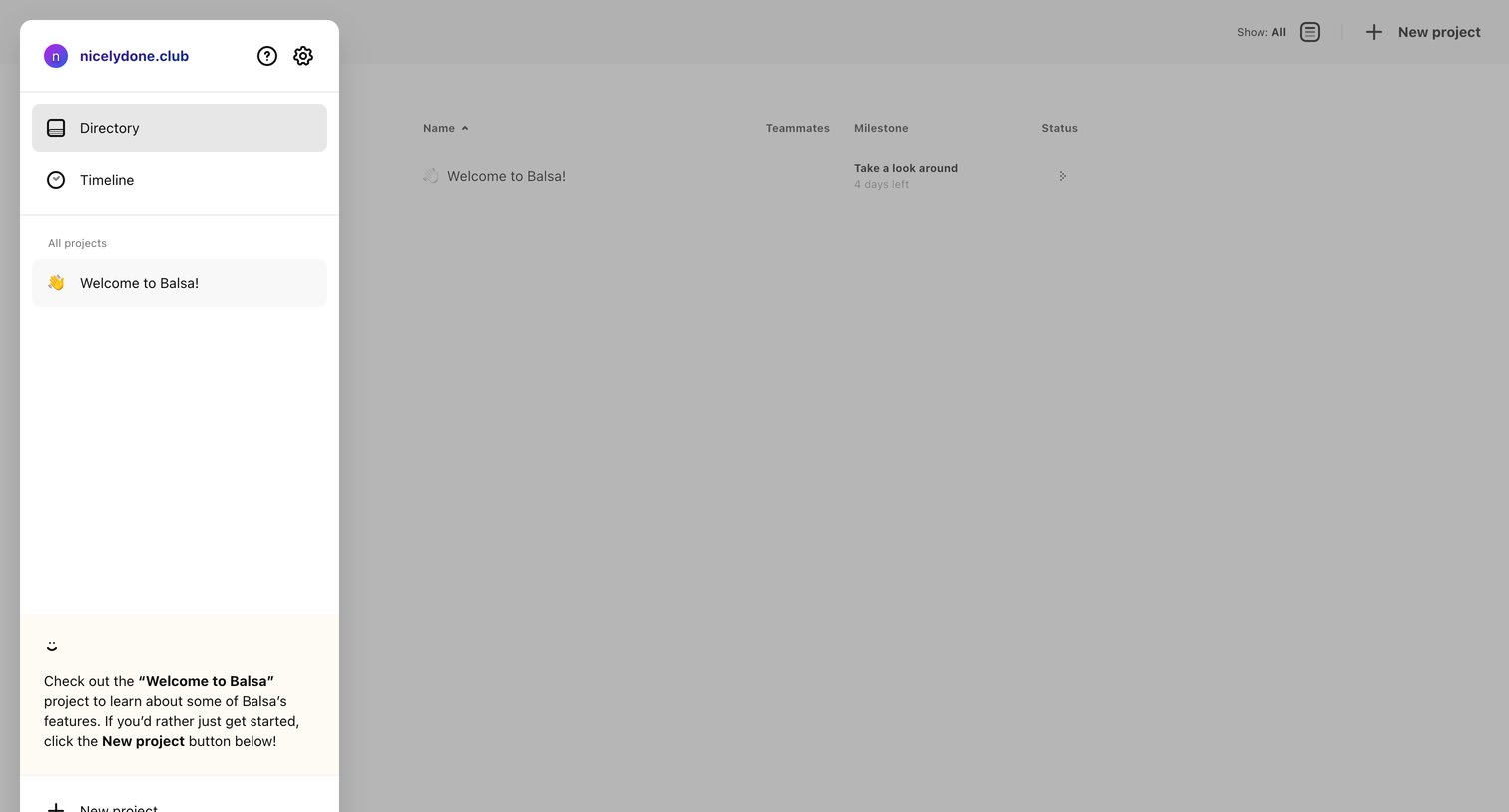 Balsa - Directory | Balsa screen