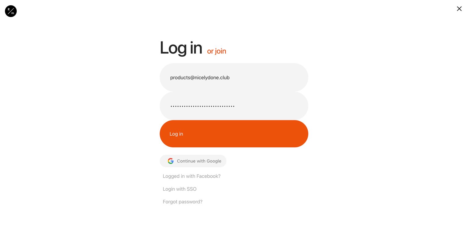 Readymag - Login | Join screen