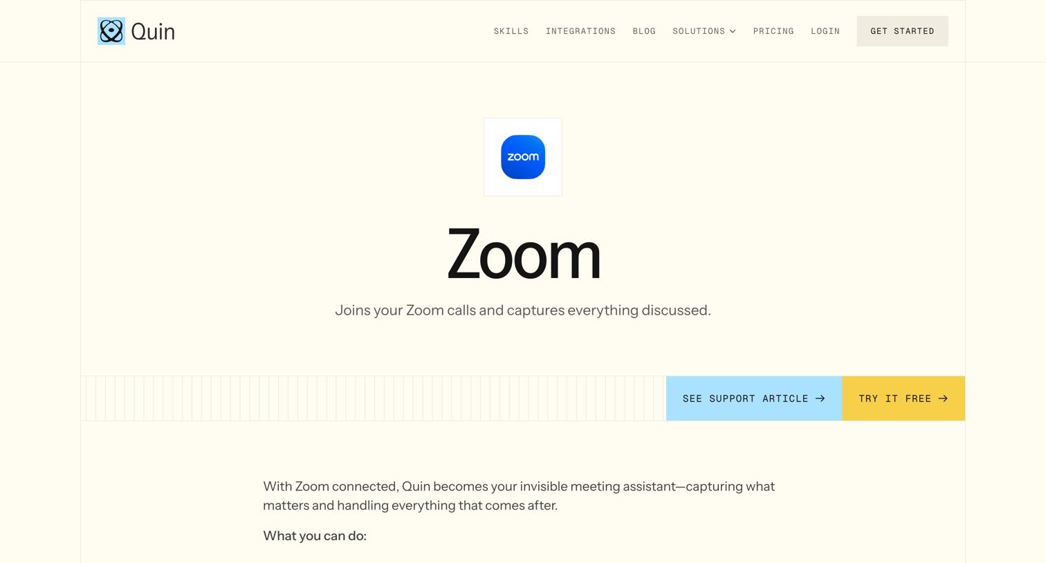 Quin - Zoom screen