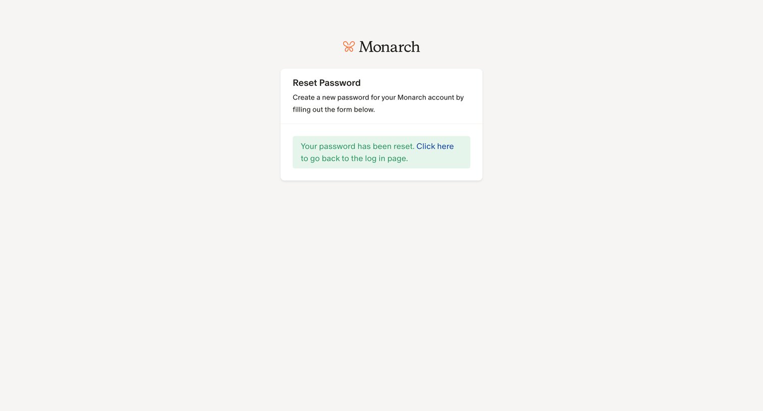 Monarch - Monarch | Reset Password screen