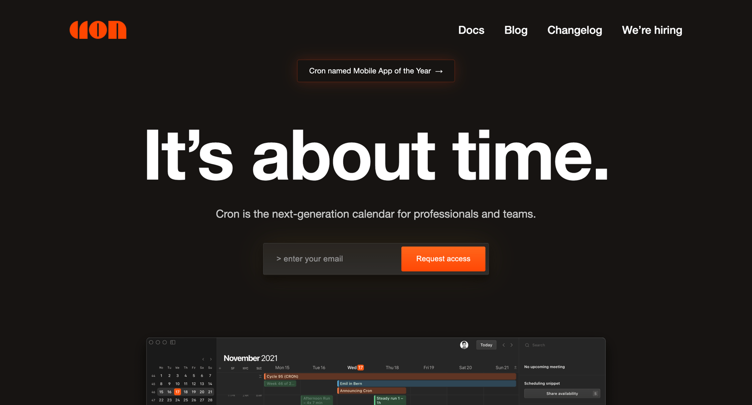 Cron - Cron | Early access screen