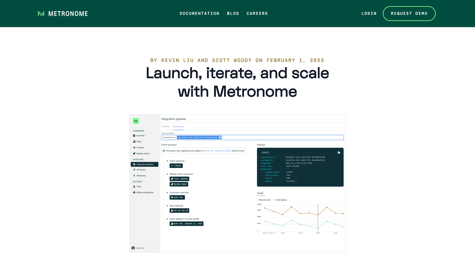 Metronome - Launch, iterate, and scale with Metronome | Metronome blog screen