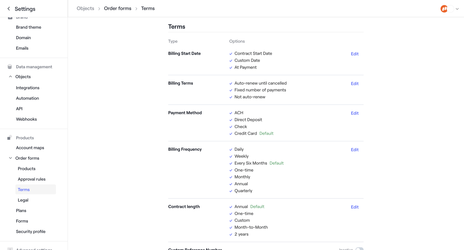 Dock - Order form terms · Dock screen