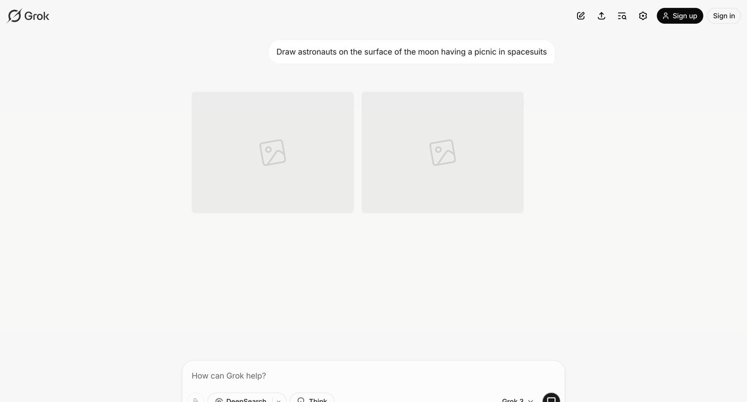 Grok - New conversation - Grok screen