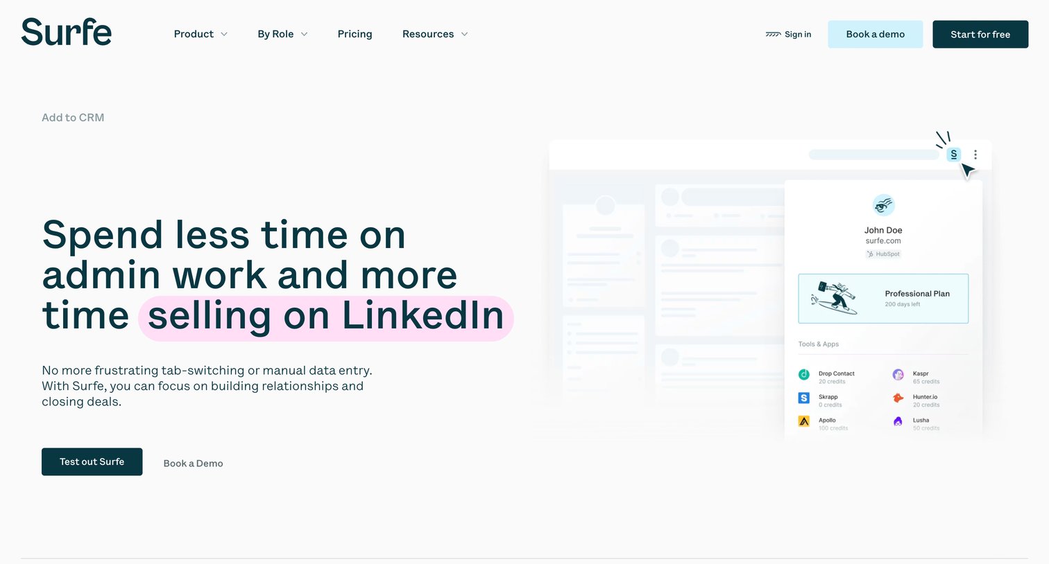 Surfe - Add to CRM feature at Surfe | SURFE screen