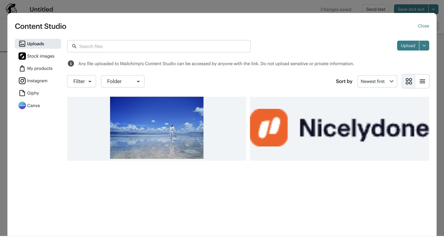 Mailchimp - Campaign Builder - Untitled | Mailchimp screen