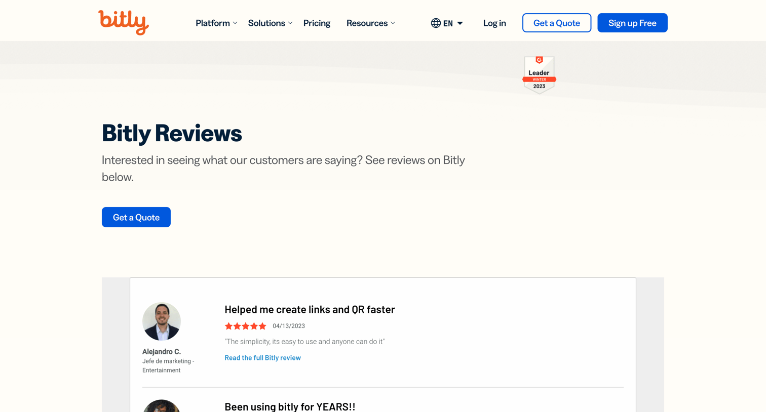 Bitly - Bitly Reviews | Read What Our Customers Have to Say screen