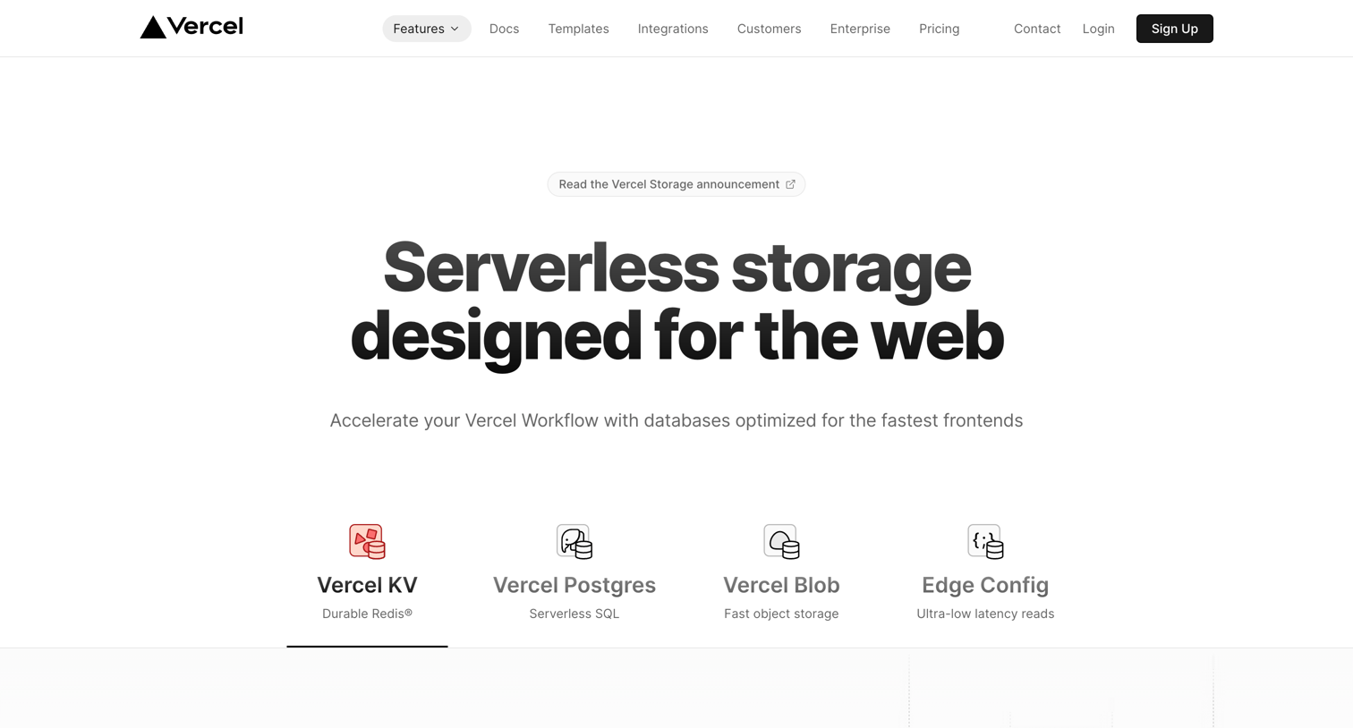 Vercel - Vercel KV Now in the Vercel dashboard - Vercel screen