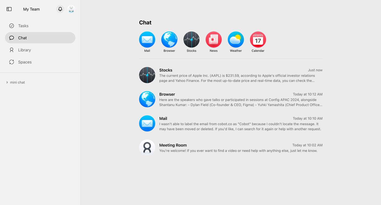 Cobot screen