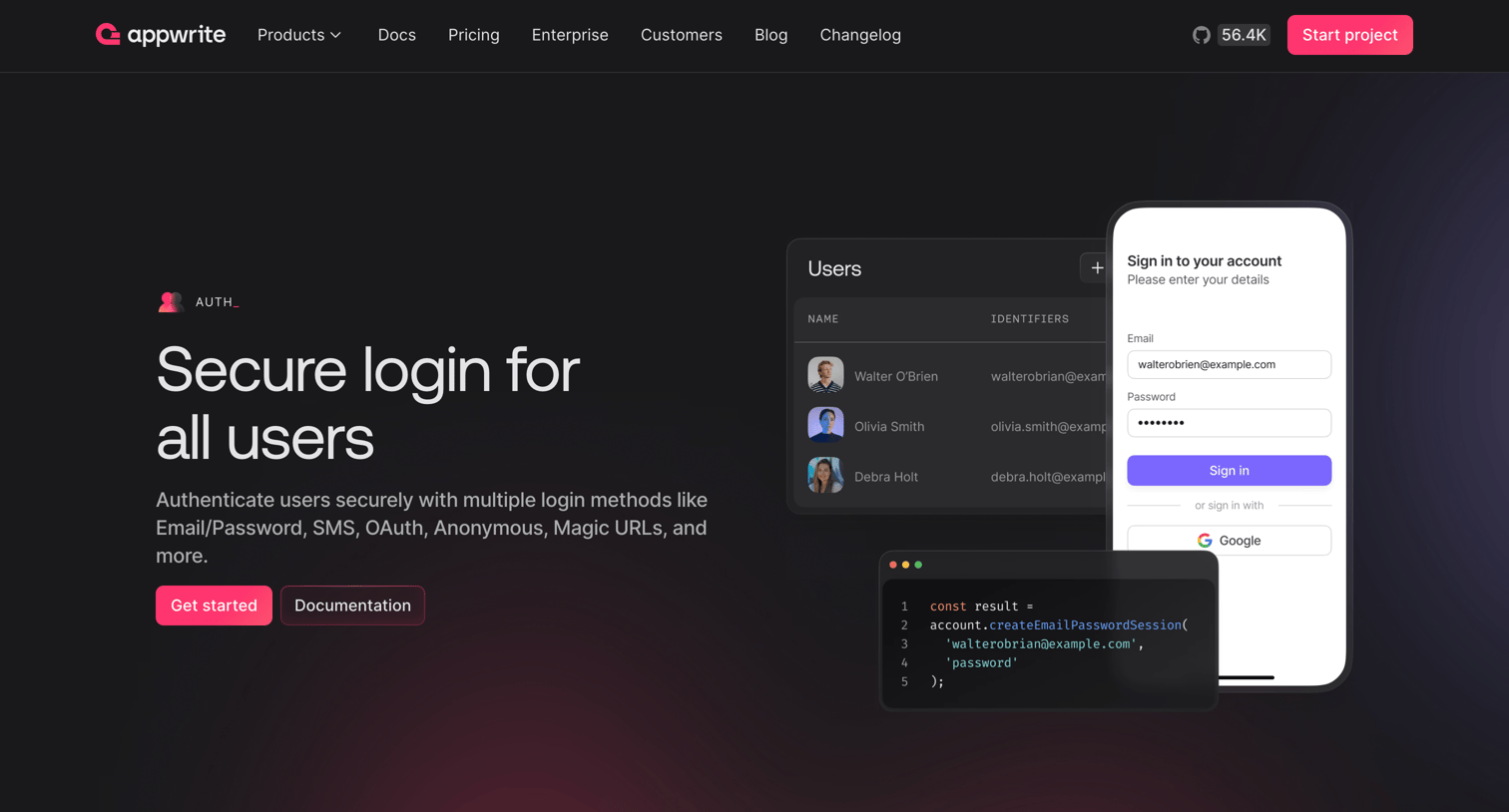 Appwrite - Appwrite Auth - Appwrite screen