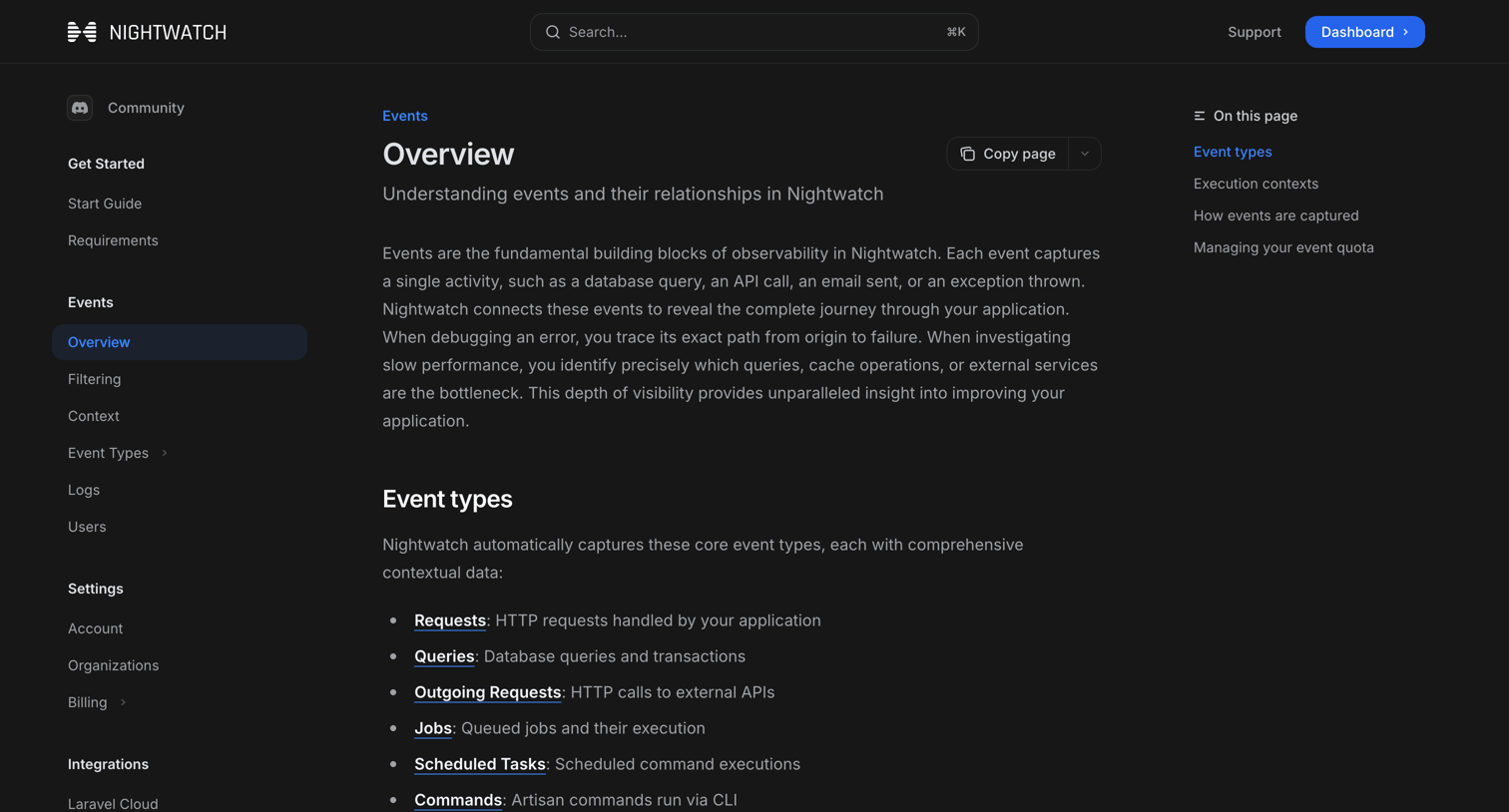 Nightwatch - Overview - Laravel Nightwatch screen