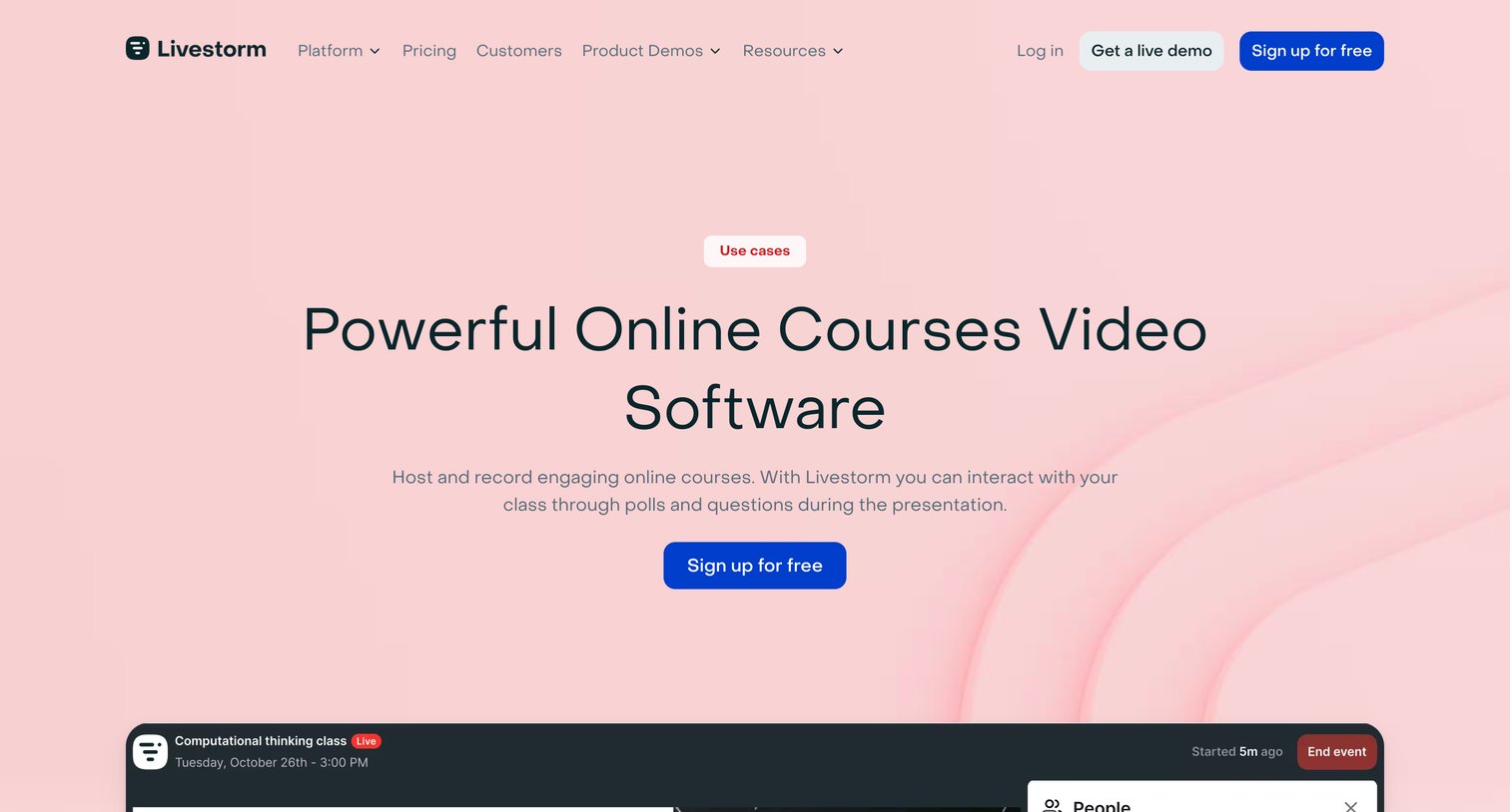 Livestorm - Powerful Online Courses Video Software | Livestorm screen