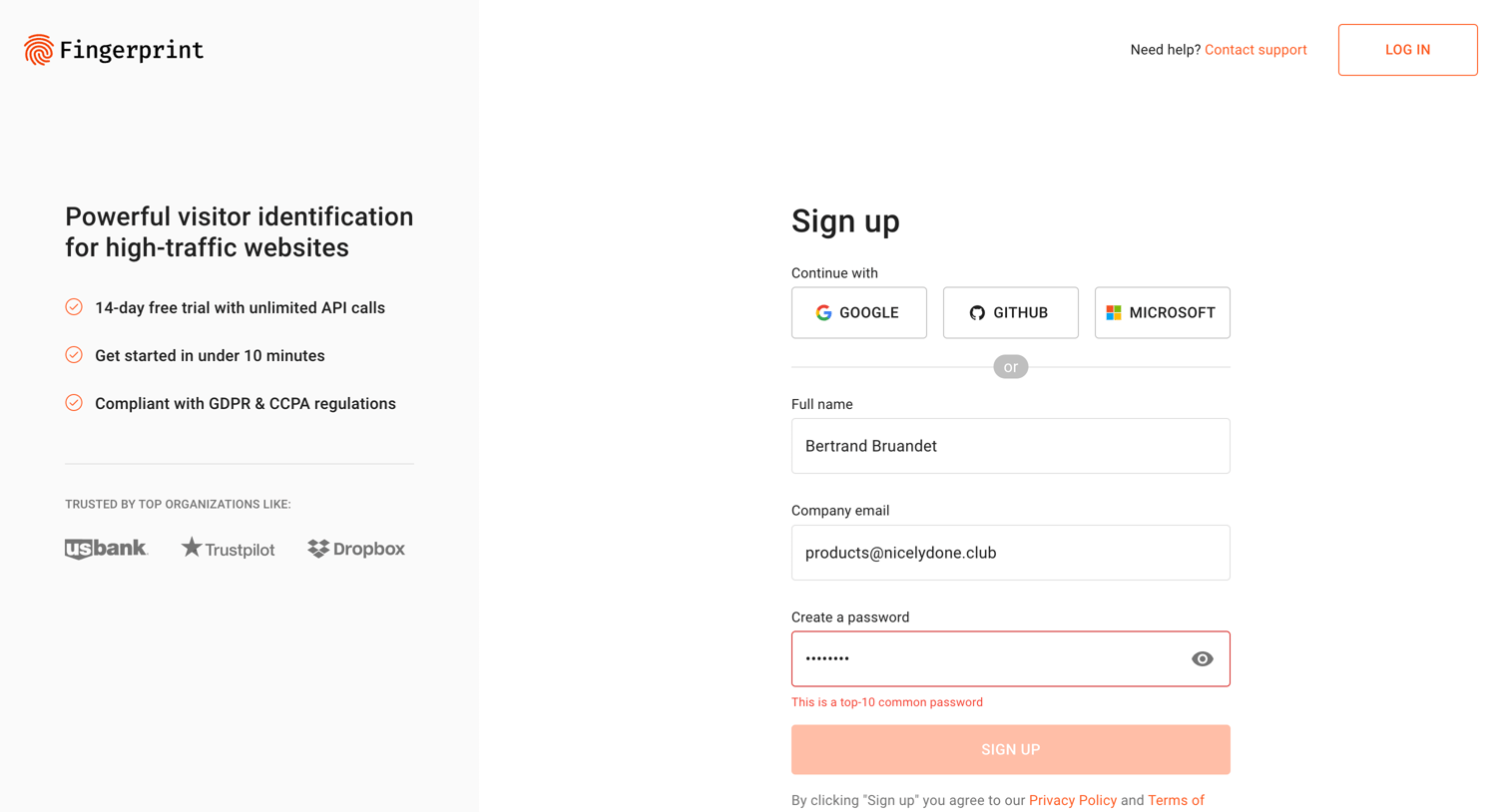 Fingerprint - Sign Up | Fingerprint screen