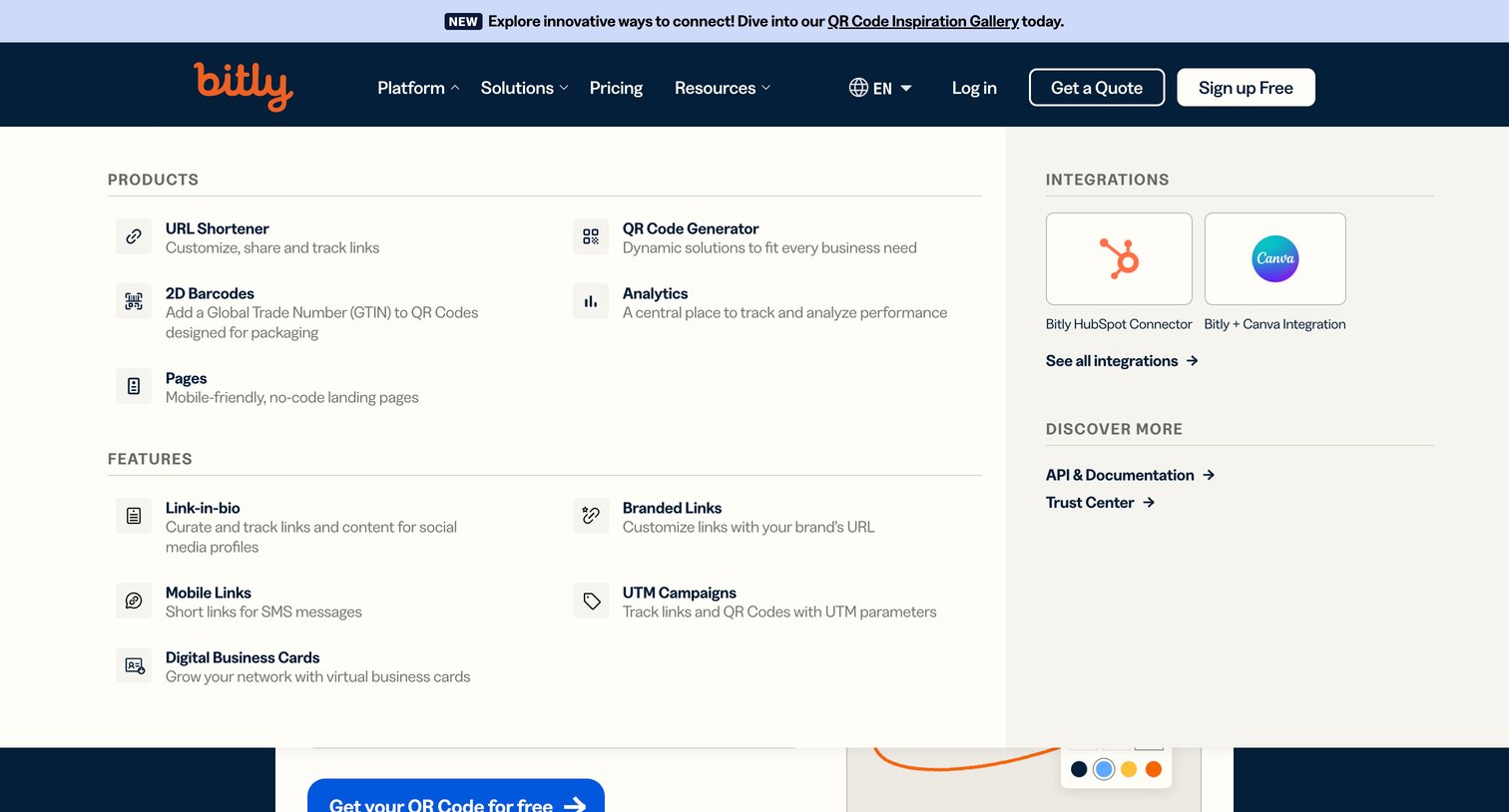 Bitly - Bitly Connections Platform | Short URLs, QR Codes, and More screen