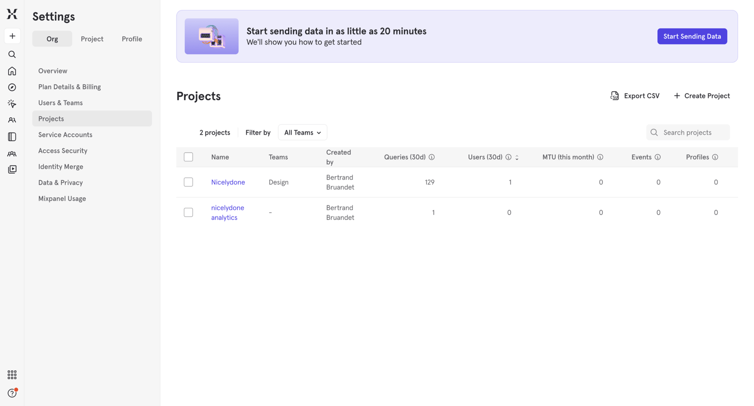 Mixpanel - Mixpanel - Product Analytics screen