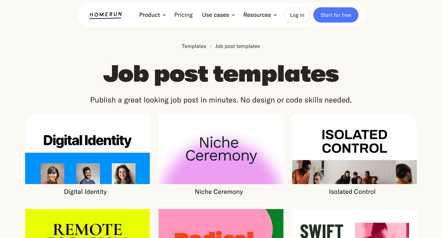 Homerun - Job Post Templates Designed to Attract Talent screen