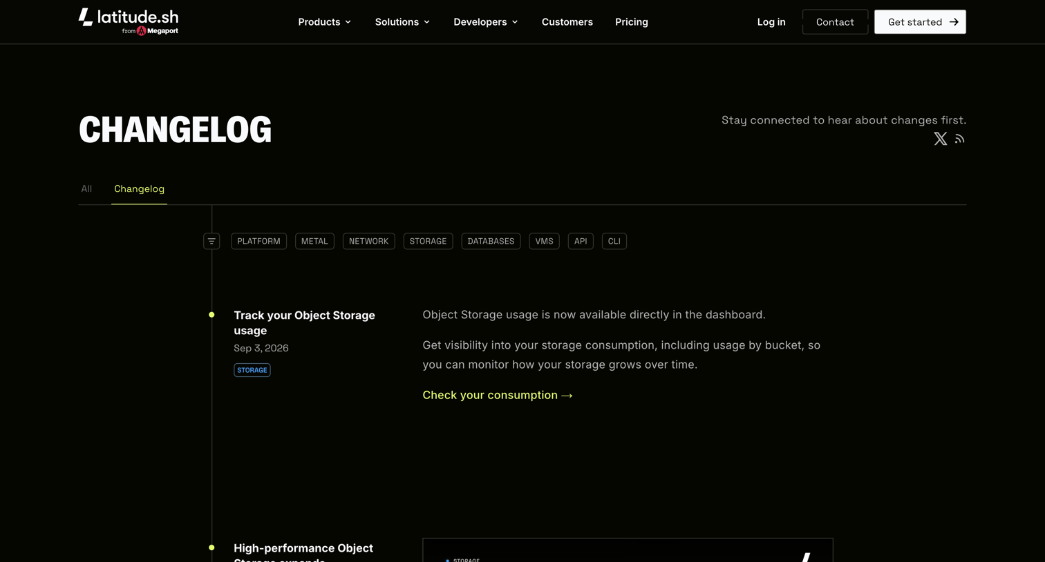 Latitude.sh - What's new at Latitude.sh - Latitude.sh screen