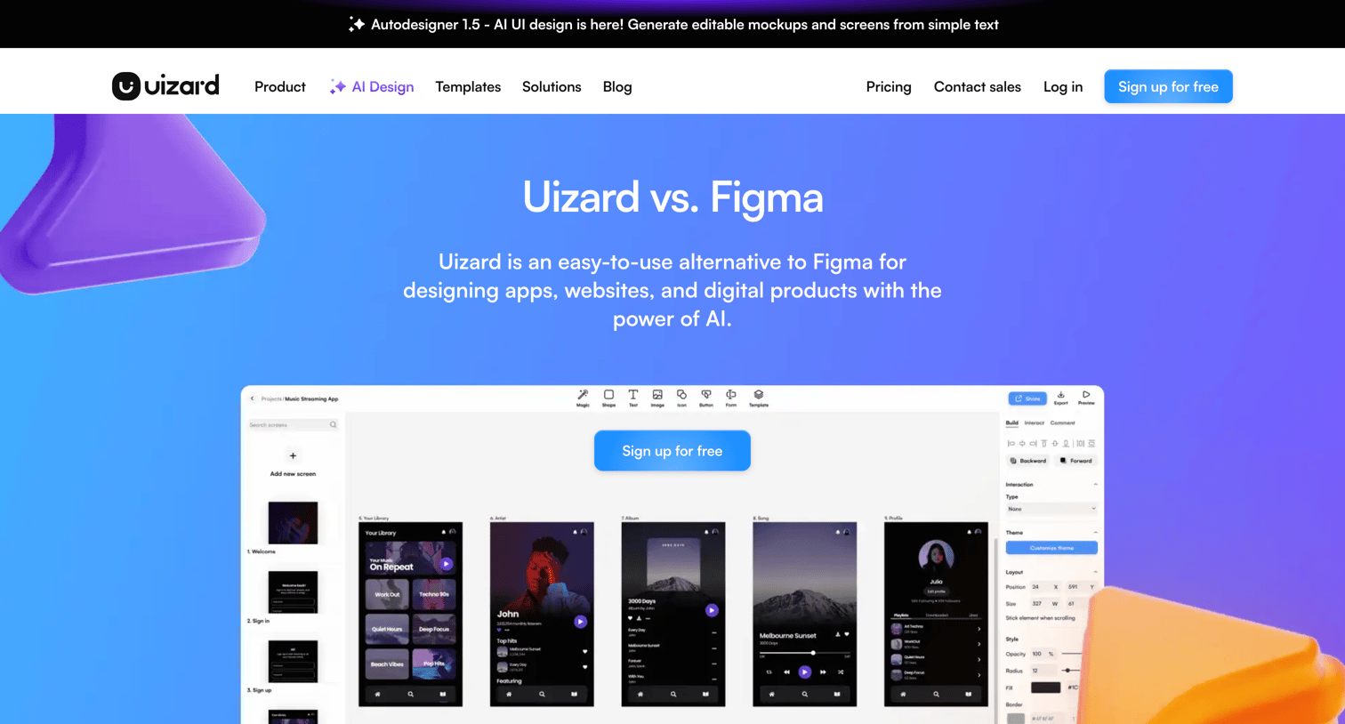 Uizard - Uizard Vs Figma | Free Figma Alternatives Uizard screen