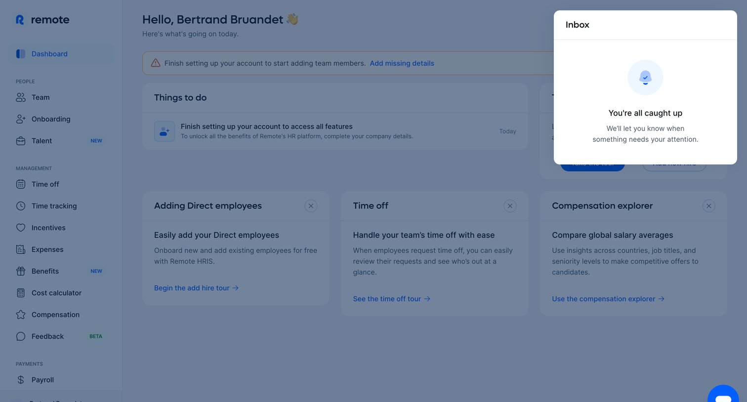 Remote - Dashboard | Remote screen