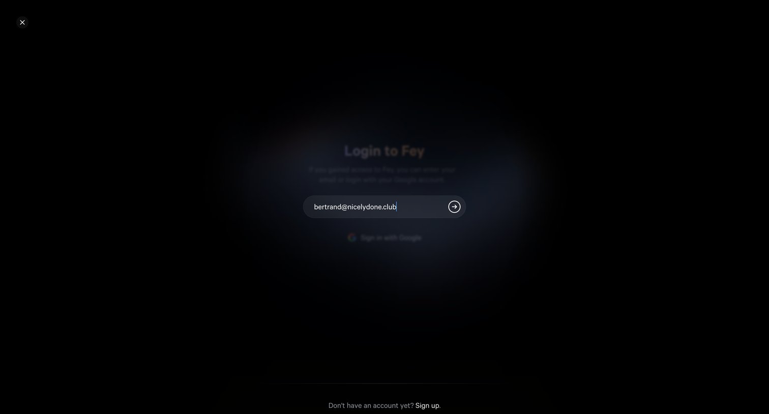 Fey - Login screen