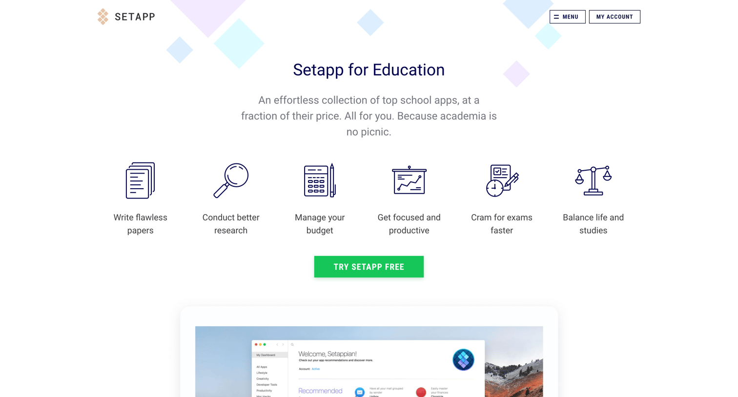 Setapp - Setapp Educational Discount | Best Mac Apps for Studies and Resear screen