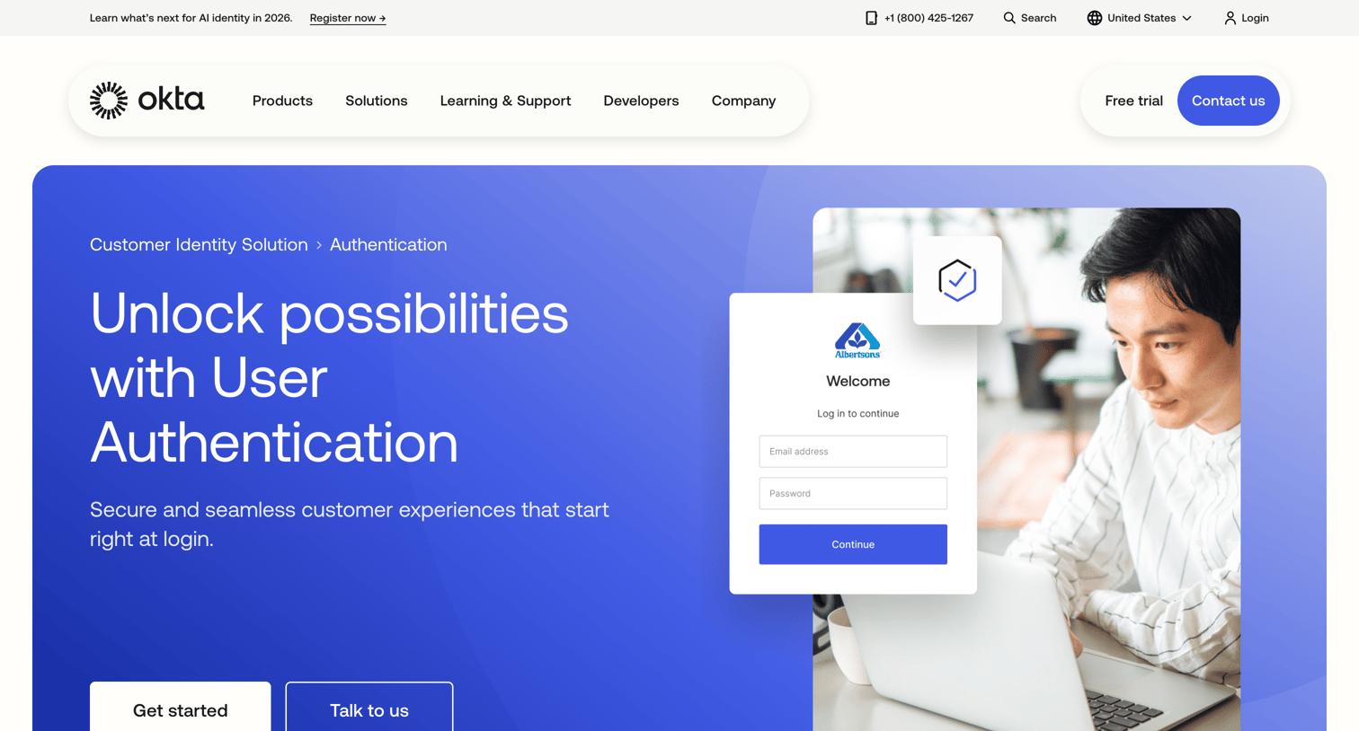 Okta - User Authentication Okta screen