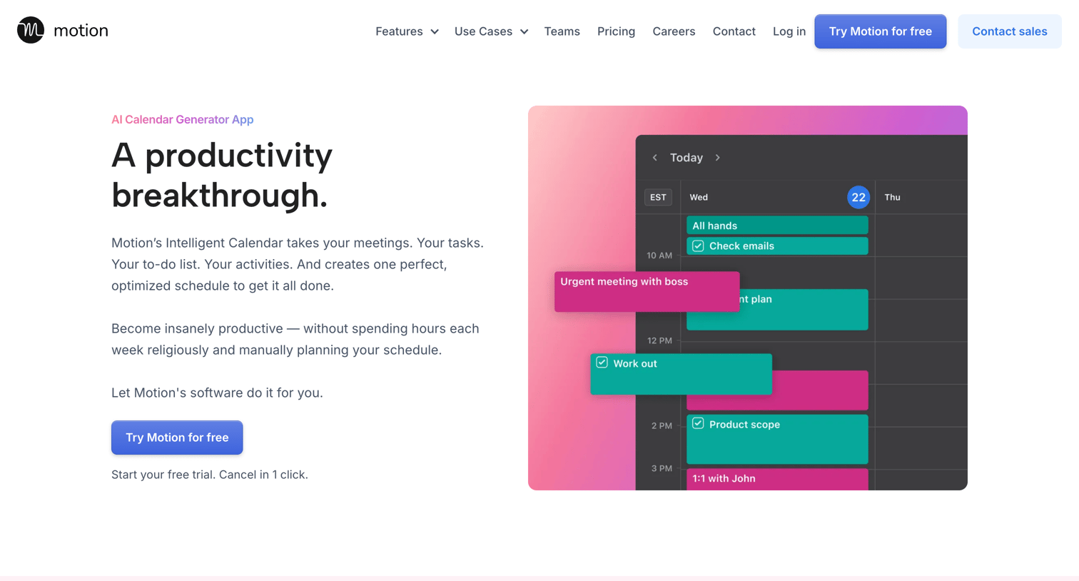 Motion - AI Calendar Generator | Automatically Plan Your Day With Motion screen