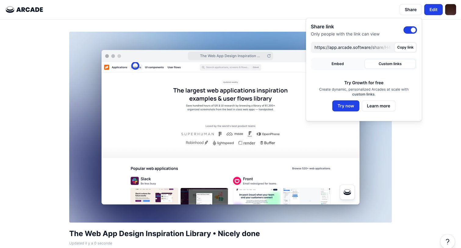 Arcade - The Web App Design Inspiration Library • Nicely done | Arcade screen