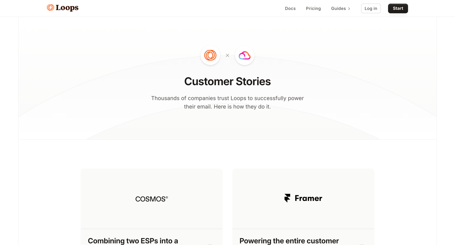 Loops - Loops - Customer Stories screen