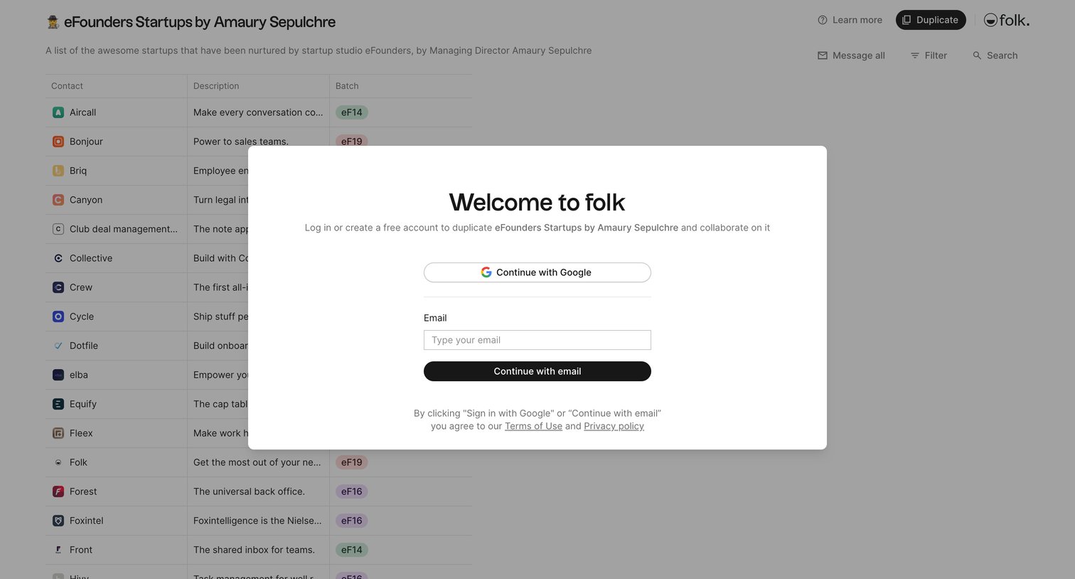 Folk - folk - eFounders Startups by Amaury Sepulchre screen