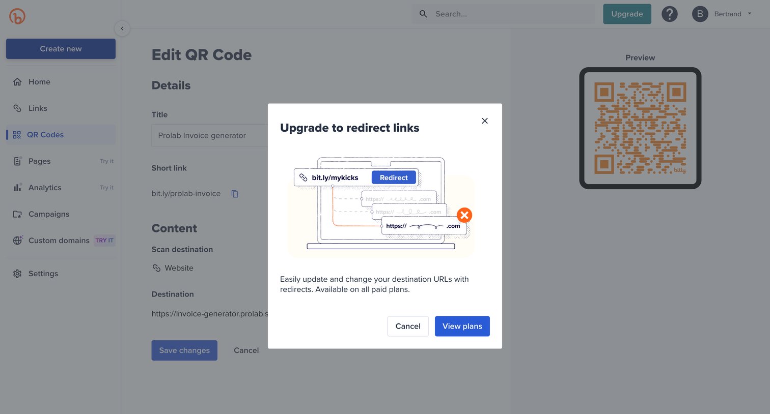 Bitly - Bitly | QR Codes screen